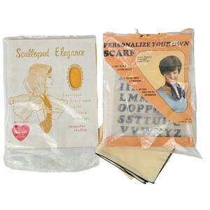 Vintage lot of 2 new in package head scarves